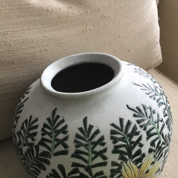 VINTAGE DAISY FLOWER PRINT ASIAN VASE/PLANTER POTTERY - Picture 2 of 8